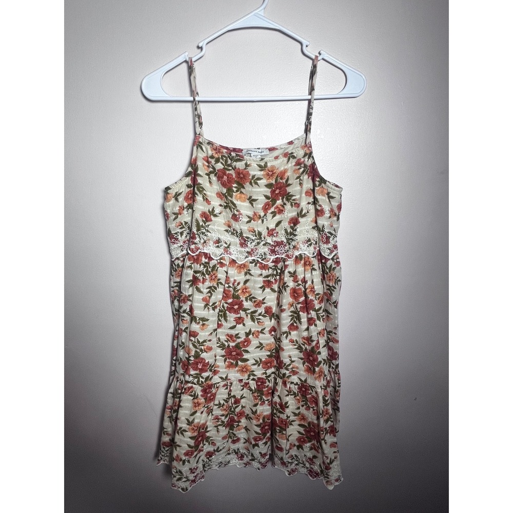 American Eagle Floral Babydoll Mini Dress Medium Lace Trim Boho Cottagecore M